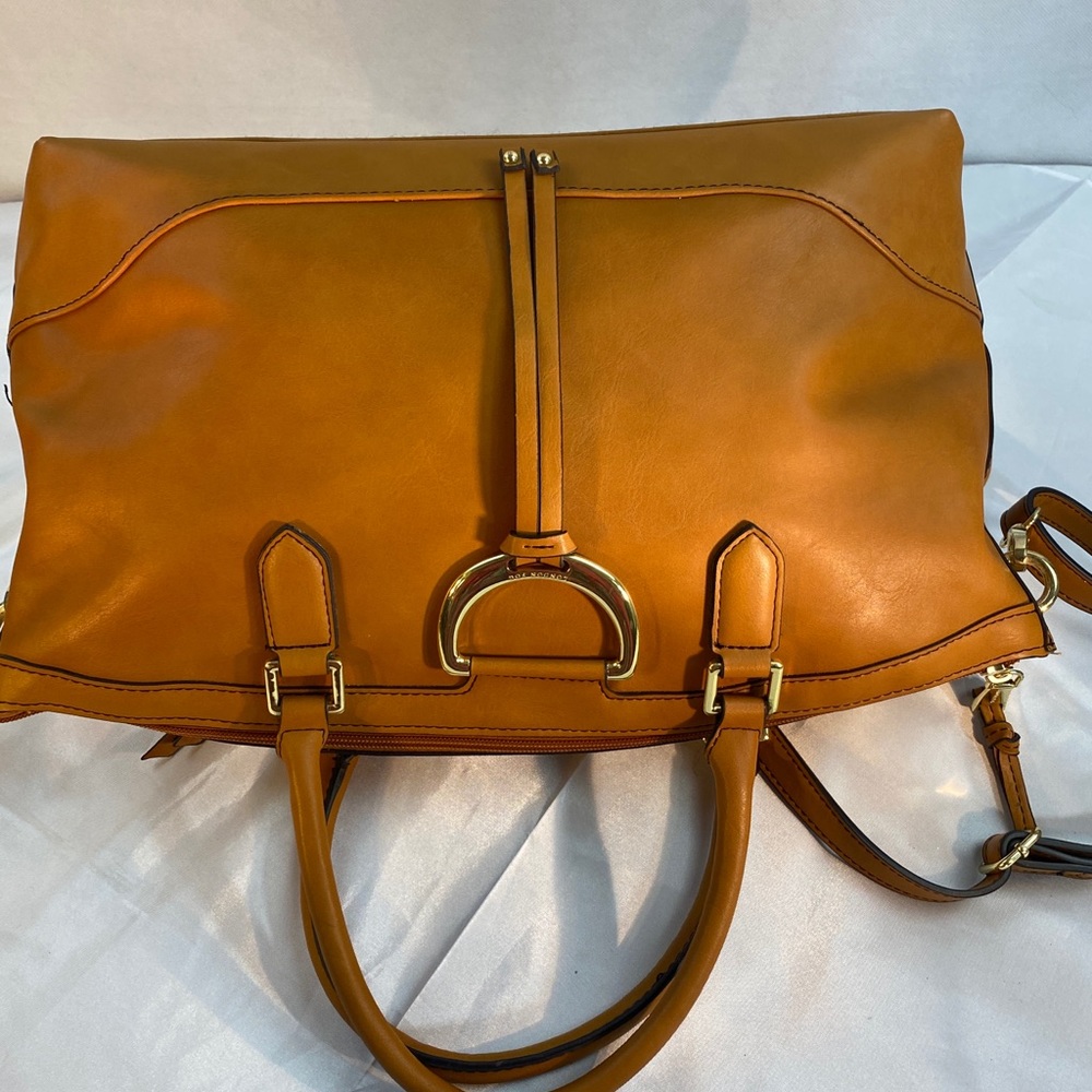 London Fog Purse Satchel Cognac Faux Leather - Picture 2 of 6